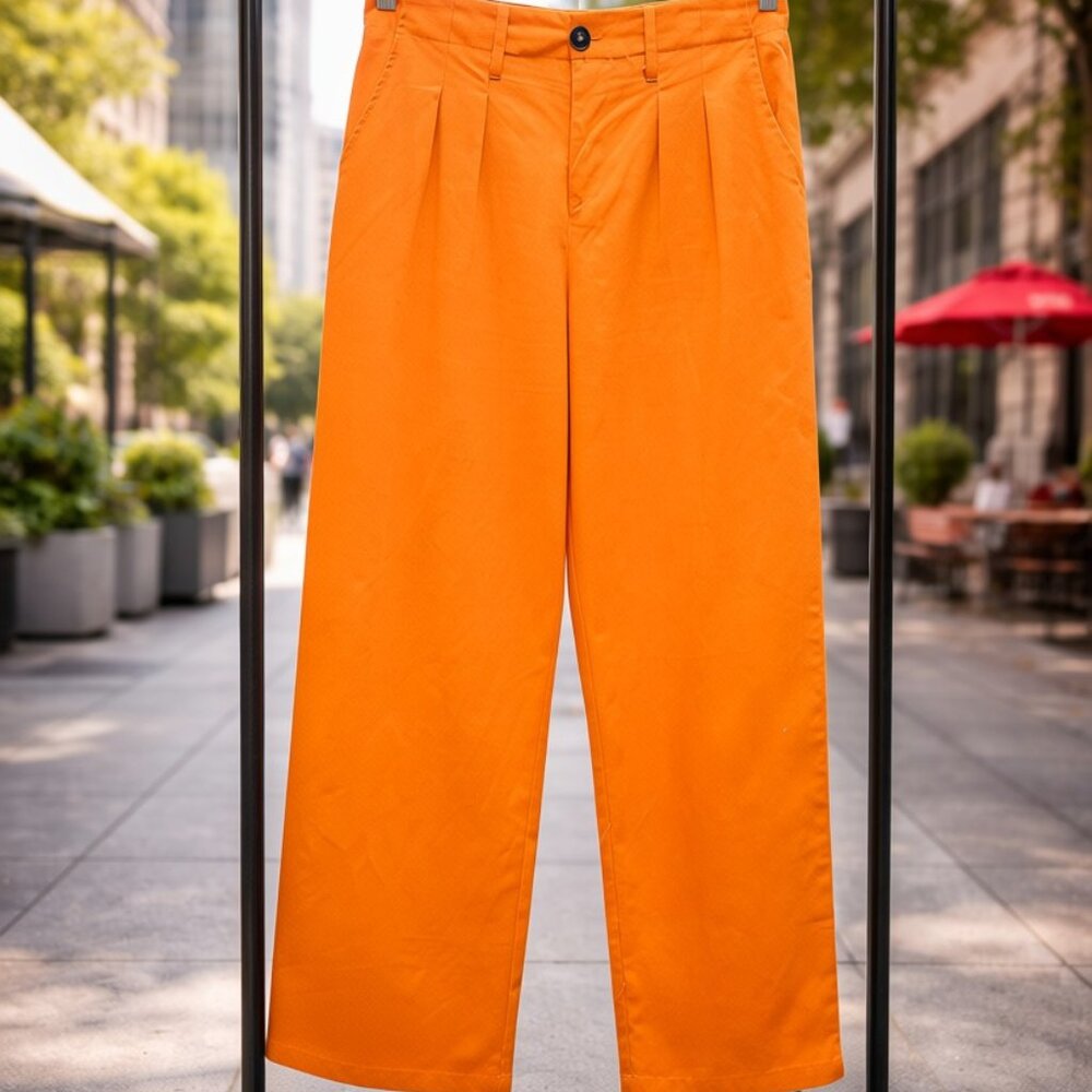 Bright Orange Wide-Leg Trousers - Women